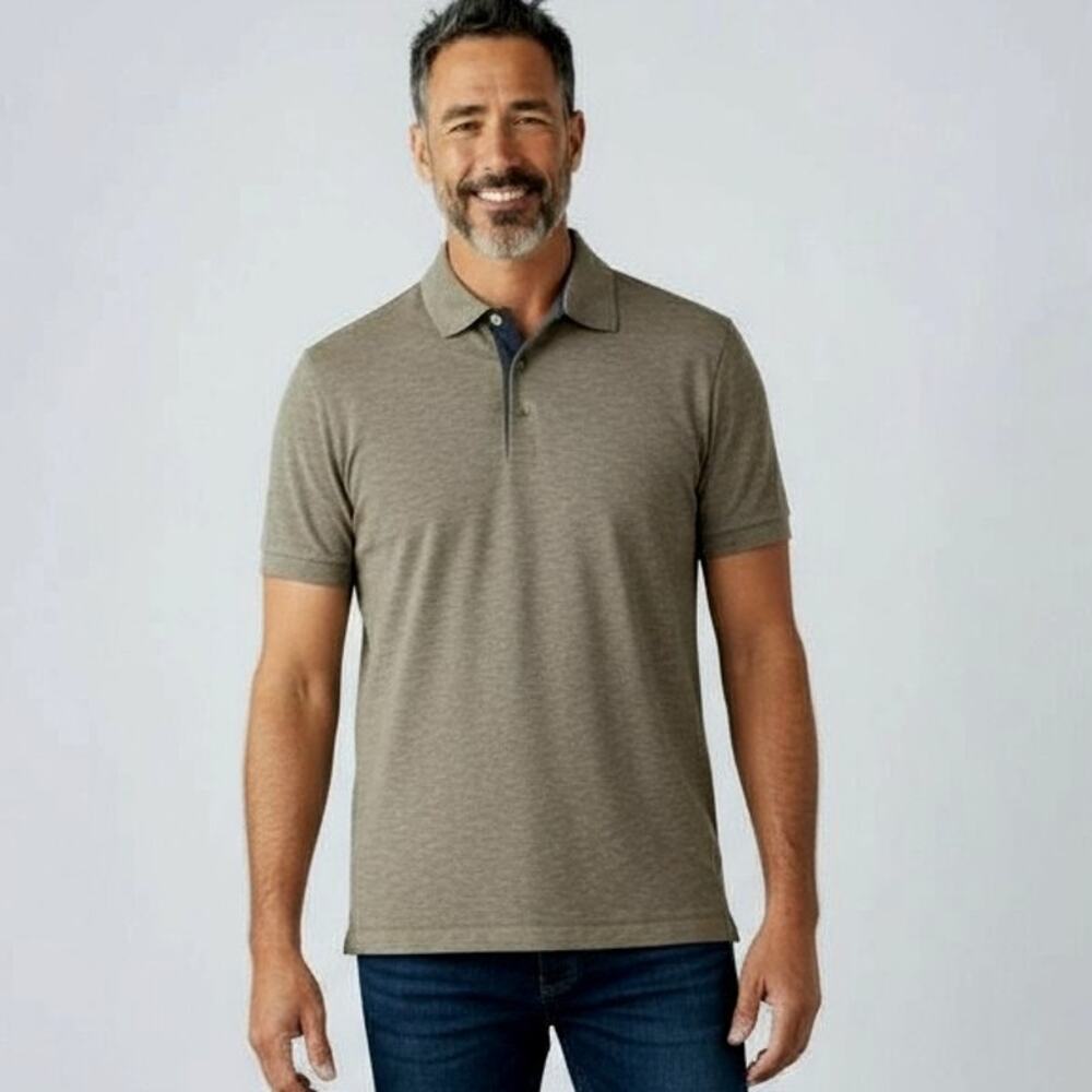 ⛳Van Heusen Polo L 😎 Taupe Green Soft Lightweight Tee🏌🏻 Golf Casual